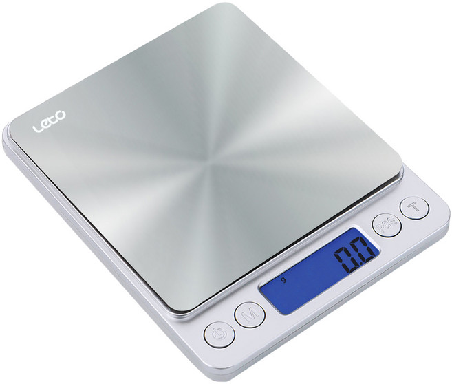 Leto 廚房電子秤 LKS-S01 0.1克最小秤重單位, 1kg, 銀色 + 白色