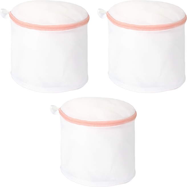 AXIS 艾克思 粉橘網蓋防滑拉鍊細密網內衣清洗袋 貼身衣物專用 直徑約18x高15公分, 1組