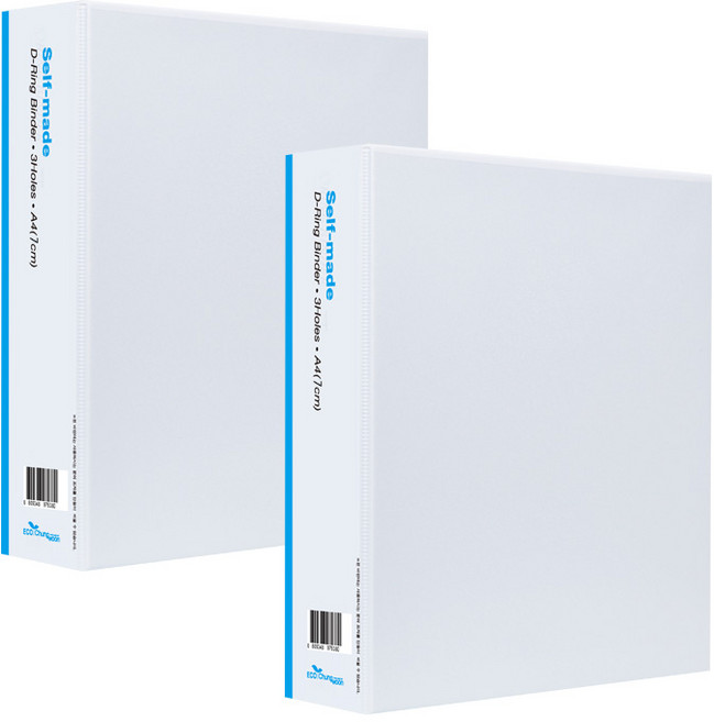 에코청운 D링바인더 7cm A4 3공, 백색, 2개