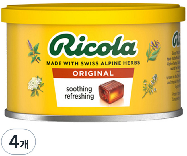 리콜라 스위스 오리지널 허브 드럼, 100g, 4개