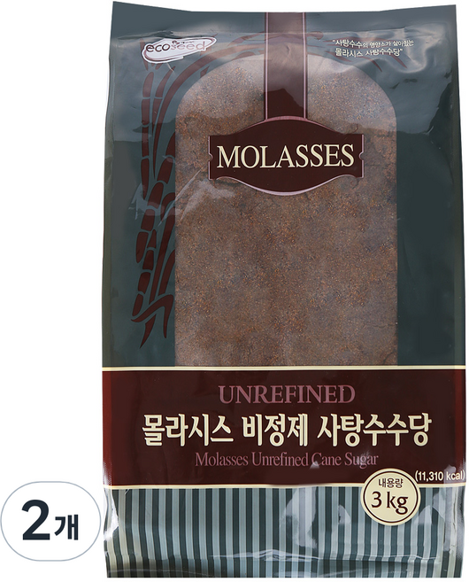 에코시드 몰라시스 비정제 사탕수수당, 3kg, 2개