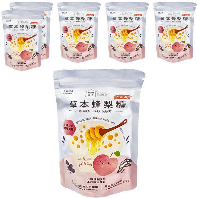 Love Nature Simple Life 依琦匠子 草本蜂梨糖 水蜜桃口味, 120g, 6包