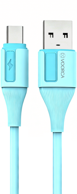VOORCA USB-A To USB-C 極光硅膠充電線, 淺藍色, 1個, 120cm