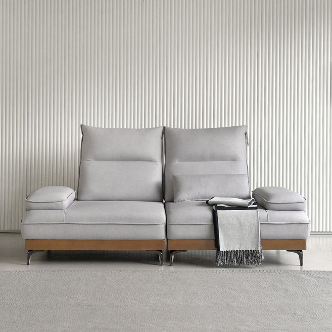 웰퍼니쳐 클레멘스 원목 스윙 3인용 소파 방문설치, 라이트 그레이