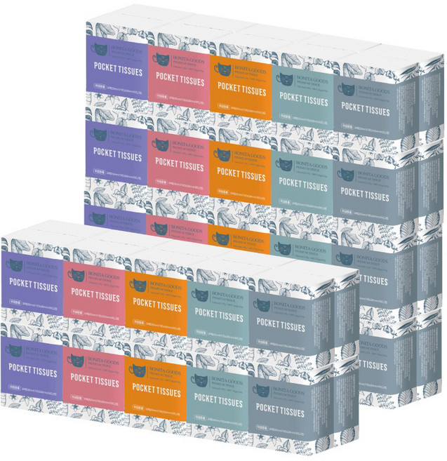 보니타굿즈 펄프 3겹 미니 포켓 티슈, 10매, 60개