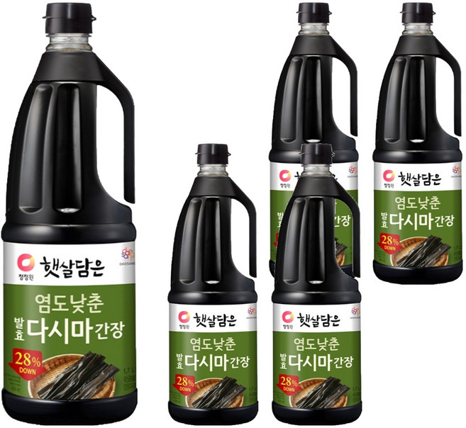 햇살담은 염도 낮춘 발효 다시마 간장, 1.7L, 5개