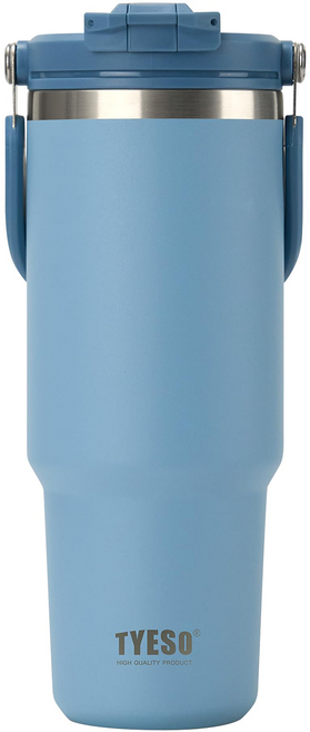 TYESO 泰碩 二代 304不鏽鋼手提保溫冰霸杯, 天空藍, 1050ml, 1個