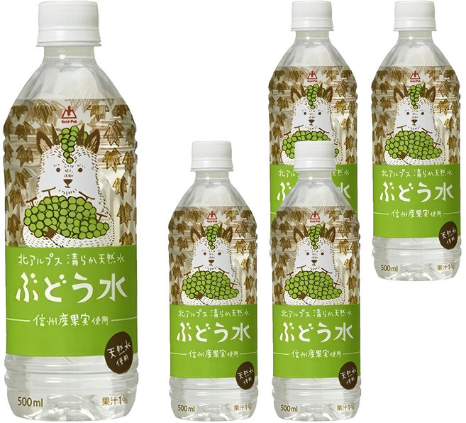 Gold-Pak 葡萄風味水, 500ml, 5個