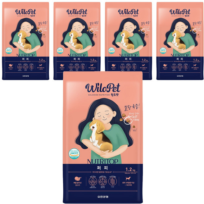 윌로펫 퍼피 뉴트리탑 소프트 사료, 닭, 1.2kg, 5개