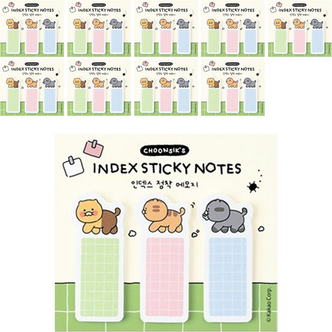 춘식이 오디너리 인덱스 점착 메모지 3종 세트, 혼합색상, 10세트