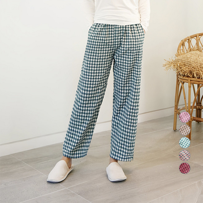 테라우드 여성용 면 9부 주머니 잠옷 바지