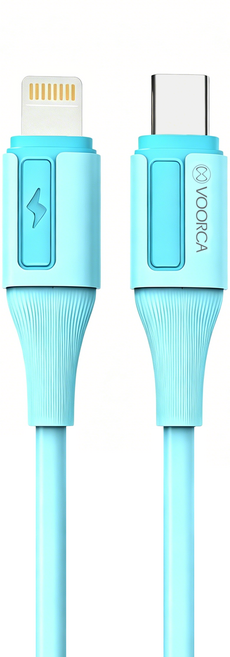 VOORCA Type-C To PD 極光彩色無毒防火硅膠充電線, 淺藍色, 1條, 120cm