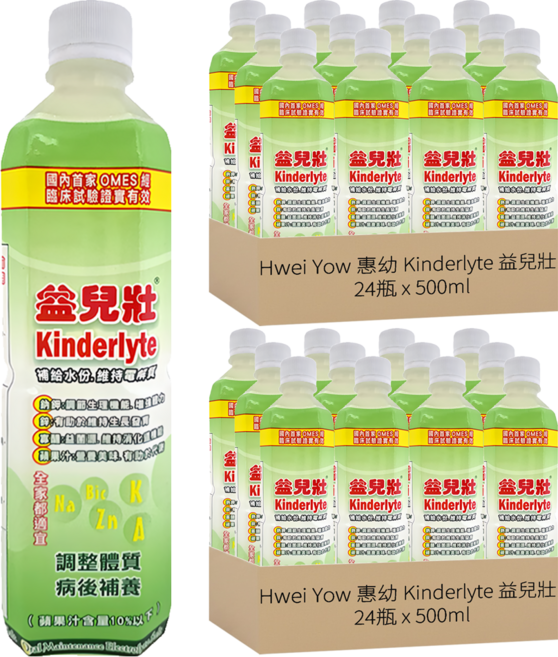 Hwei Yow 惠幼 Kinderlyte 益兒壯 電解質 電解水飲品 蘋果, 500ml, 48瓶