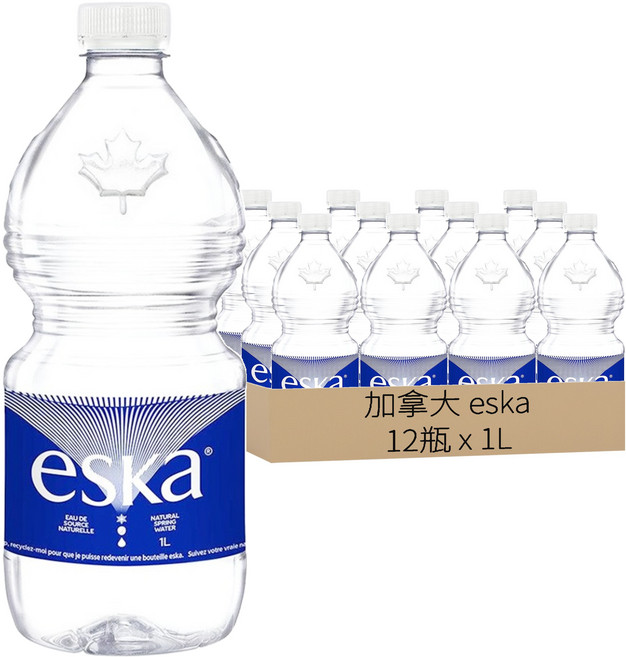 加拿大 eska 天然冰川水, 1L, 12瓶