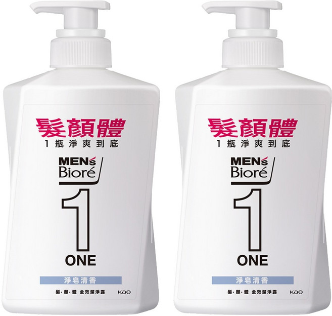 MEN's Biore 髮顏體潔淨露 淨皂清香, 480ml, 2瓶
