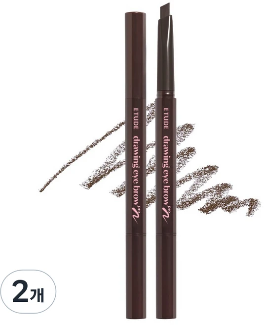 에뛰드 드로잉아이브로우 프로 0.25g, 01 다크 브라운, 2개 - 쿠팡