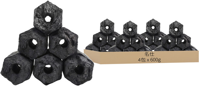 名仕 環保無煙椰炭/燒烤炭/烤肉炭/環保炭/木炭, 600g, 4包