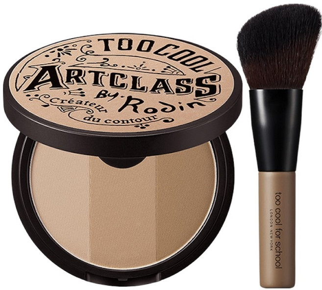 too cool for school 台灣公司貨 美術課立體修容粉餅 + 化妝刷套裝, 02 摩登 mode, 1組