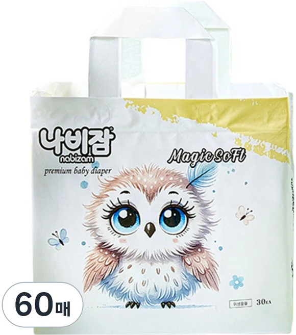 나비잠 매직소프트 팬티형 기저귀 남여공용, 대형(L), 60매 - 쿠팡
