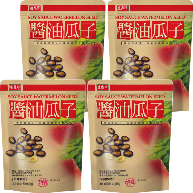 盛香珍 特級醬油瓜子, 180g, 4個