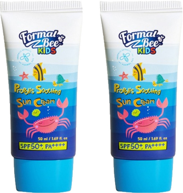 포멀비 키즈 유아 프로폴리스 수딩 아기 선크림 SPF50+ PA++++, 50ml, 2개