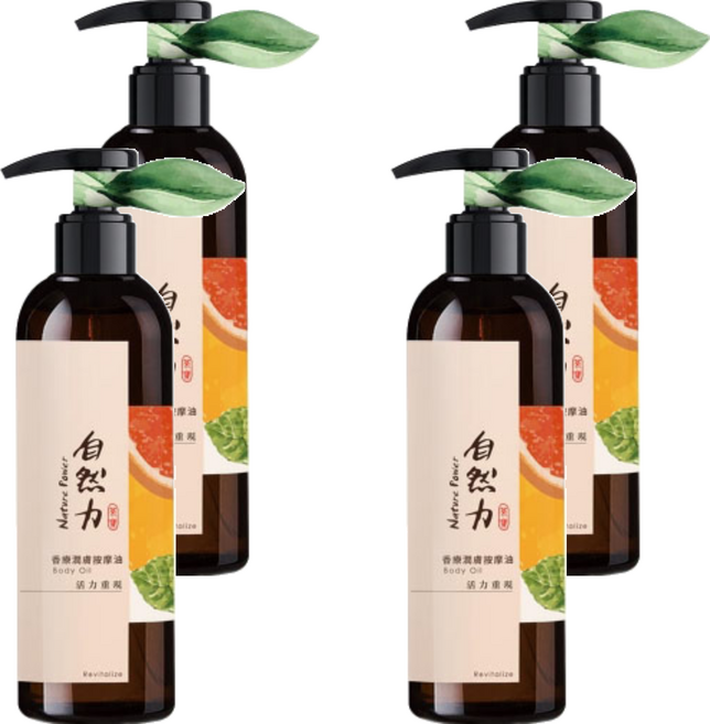 TEAPOWER 茶寶 自然力 精油香療潤膚按摩油 活力重現, 250ml, 4瓶