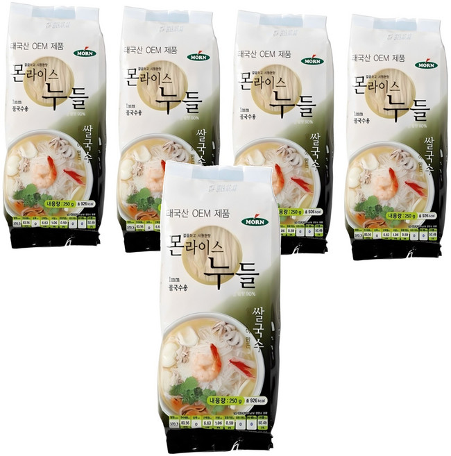 MORN 라이스 누들 1mm 물국수용, 250g, 5개