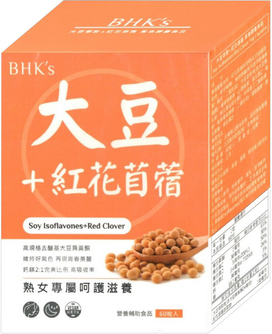 BHK's 大豆萃取 + 紅花苜蓿膠囊 60顆, 80g, 1組