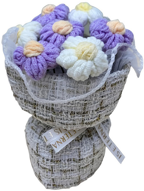 小香風迷你針織泡芙花束 紫, 1入