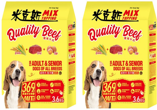 MIX 米克斯 全犬基礎乾狗糧, 2個, 3.6kg, 牛肉+全穀