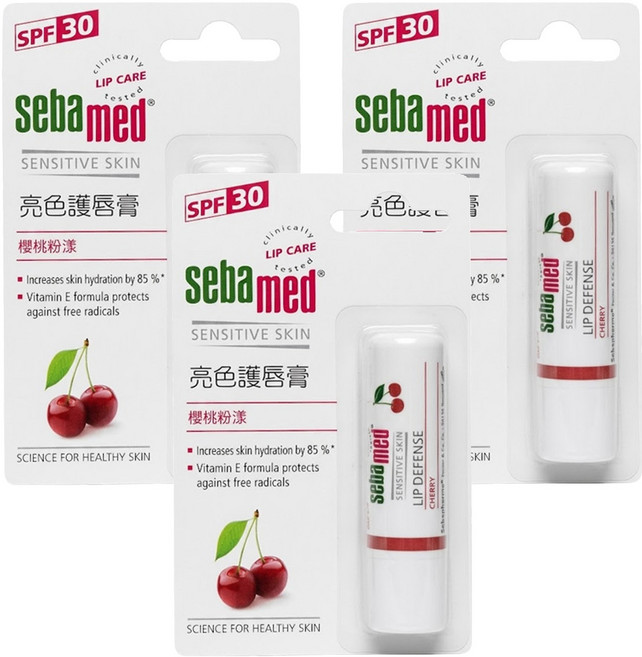 sebamed 施巴 亮彩護唇膏, 櫻桃粉漾, 4.8g, 3件