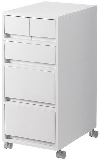 SHIMOYAMA PP縱向抽屜式四層組合櫃附輪 58 x 37 x 26cm, 灰白色, 4層