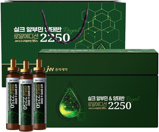 JW중외제약 실크 알부민 양태반 로얄 에디션 2250 + 쇼핑백, 1개, 15회분