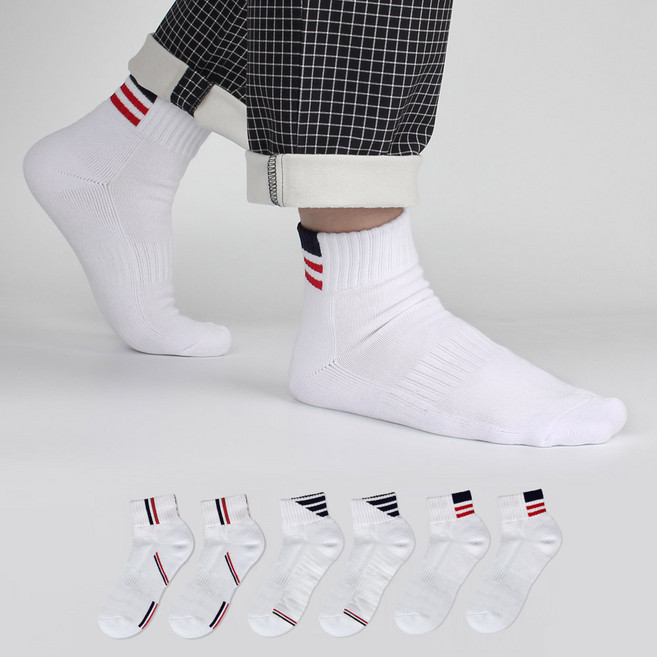 COZY LABEL 男士用底部緩衝短筒高爾夫襪 3款 x 2雙組, 混合顏色
