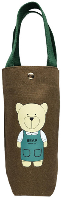 뷰레이터닷컴 곰돌이 텀블러 가방, 브라운, 1개