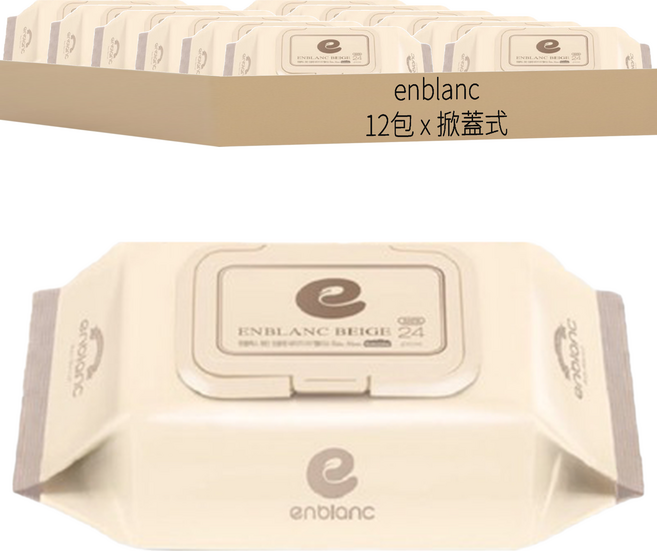 enblanc 輕厚松針 純水濕紙巾 掀蓋式, 24張, 12包
