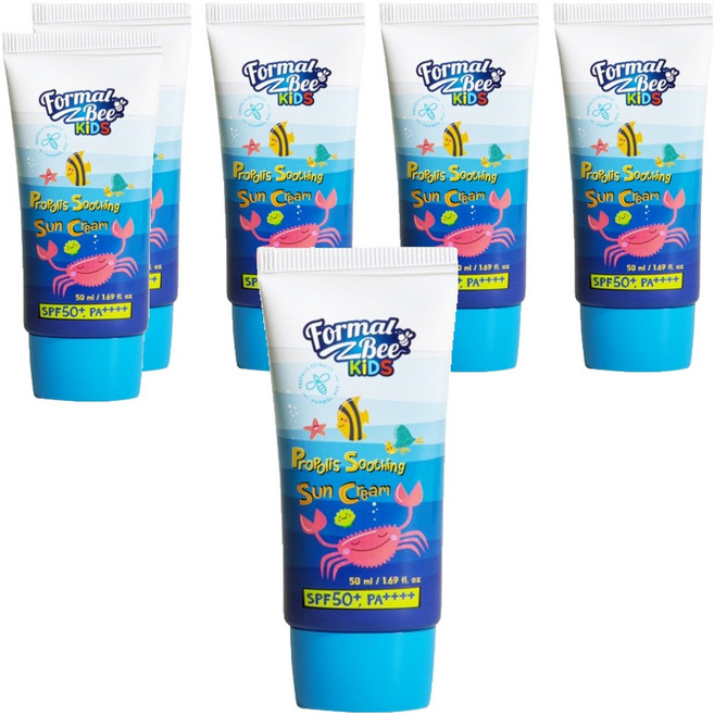 포멀비 키즈 유아 프로폴리스 수딩 아기 선크림 SPF50+ PA++++, 50ml, 6개