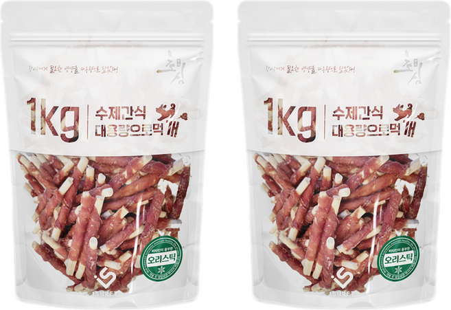 초심 대용량으로 먹개 수제 건조간식, 2개, 1kg, 오리스틱