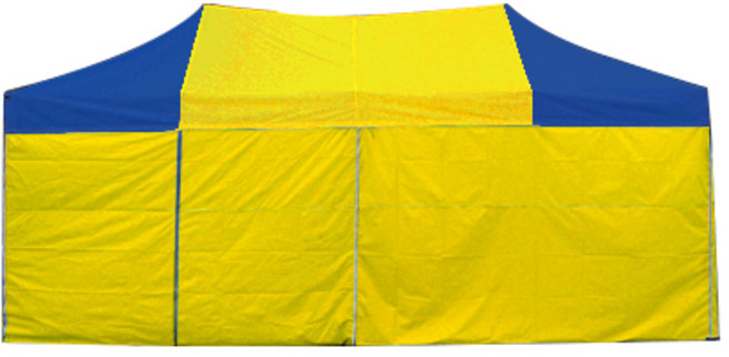 홍캐노피 스테인레스 민자 벽면 접이식 행사용 캐노피 천막 2.5 x 5 m, 노랑 + 파랑, 1개