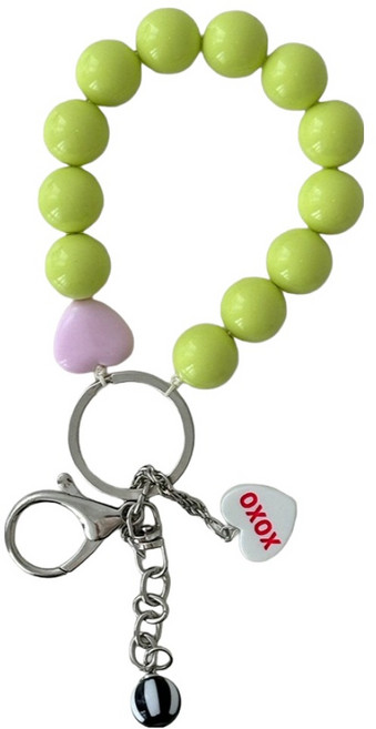 소리달 카이만 비즈 비비드 미니하트 가방장식 키링 + 태그홀더 세트