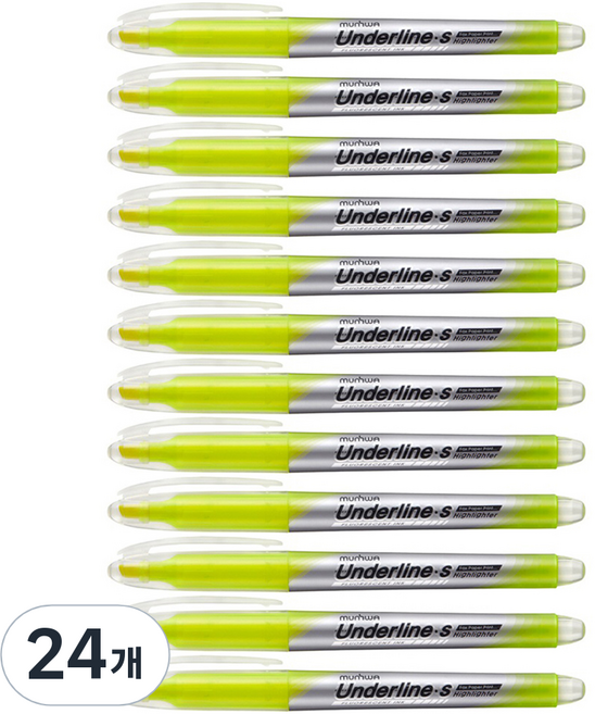 문화연필 언더라인 S 형광펜, 노랑, 24개