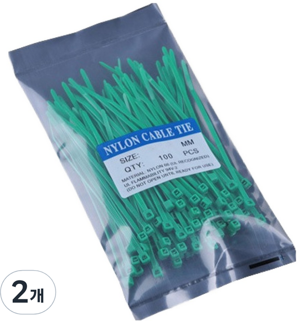 컬러 다용도 고강도 케이블타이 100p TCT-150, 그린, 2개