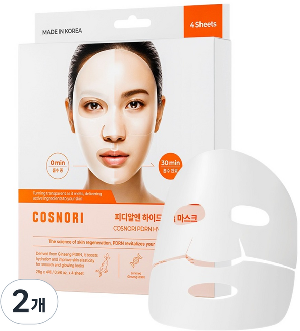 코스노리 피디알엔 하이드로겔 마스크, 4개입, 2개