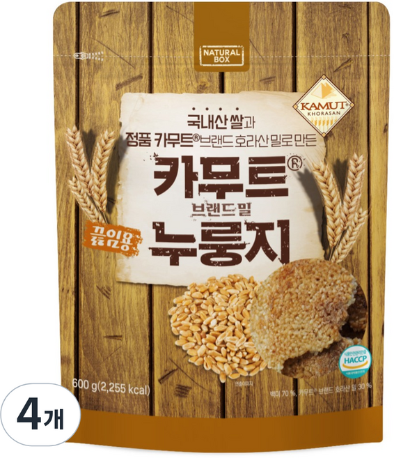 내추럴박스 카무트 브랜드 밀 끓임용 누룽지, 4개, 600g