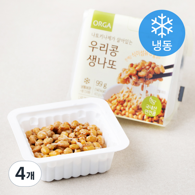 ORGA 나토키나제가 살아있는 우리콩 생나또 (냉동), 49.5g, 2개입, 2개