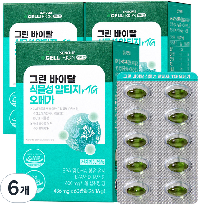 이너랩 그린 바이탈 식물성 알티지 오메가3, 6개, 60정