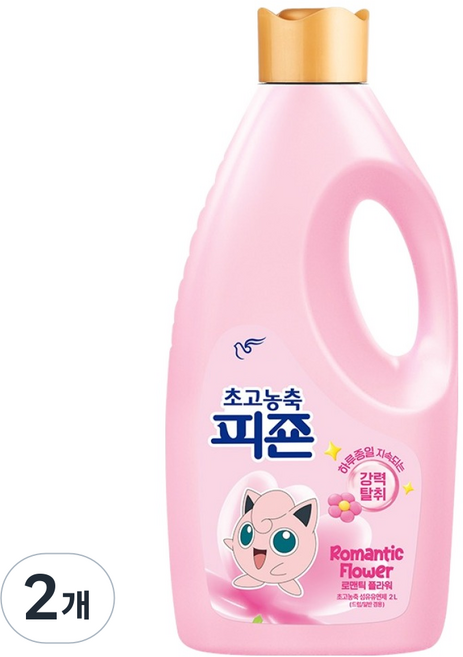 피죤 초고농축 오리지널 섬유유연제 로맨틱플라워 본품, 2L, 2개
