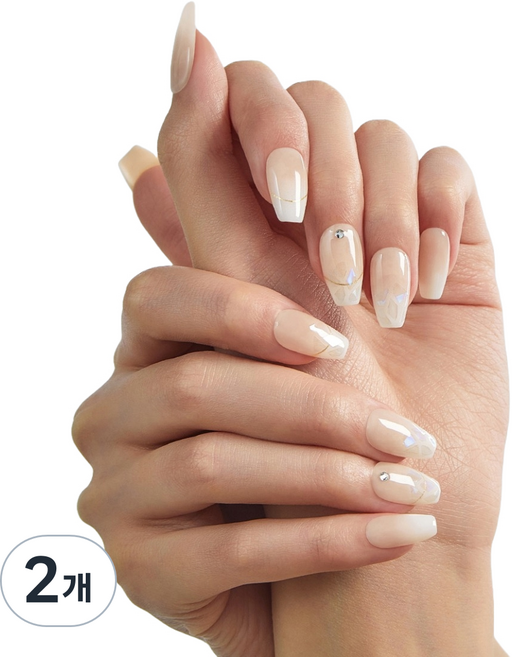 데싱디바 매직프레스 웨딩 드레스 네일팁, 베이지, 2개