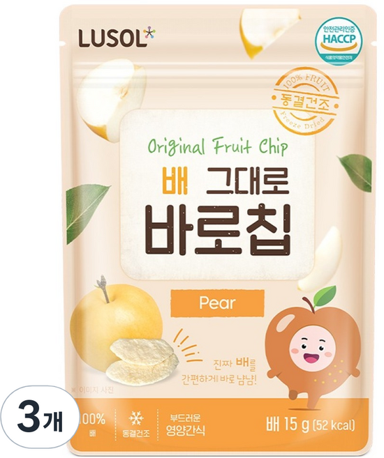 루솔 과일칩 배 그대로 바로칩, 15g, 3개