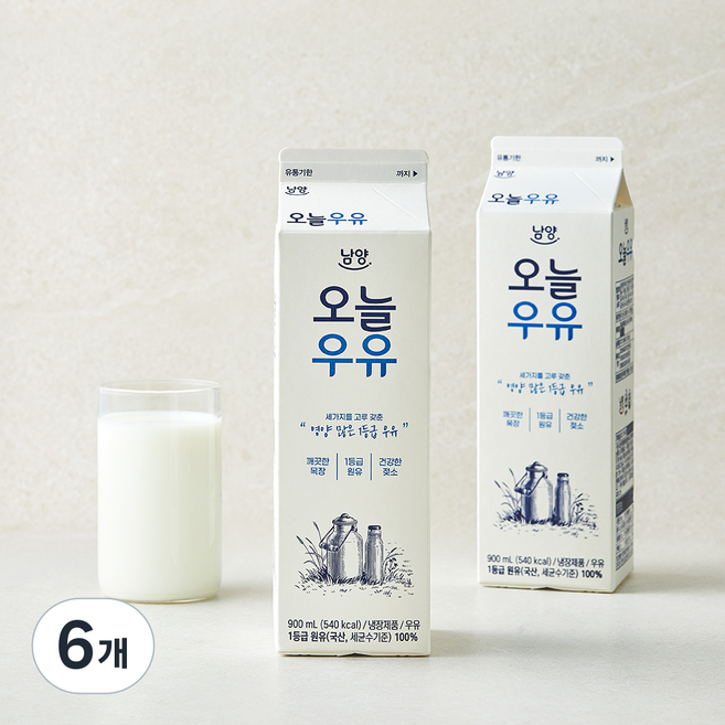 남양유업 오늘우유, 6개, 900ml